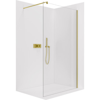 CERANO Zástěna Walk-in Onyx Round L/P - kulatá vzpěra - zlatá kartáčovaná CER-8050BD181