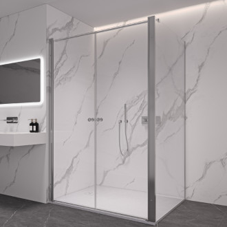 CERANO - Sprchovací kút Antelo L - Ľ/P - 6 mm - chróm, transparentné sklo - 100x80 cm - otočný