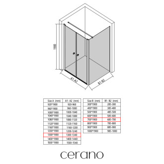 CERANO - Sprchovací kút Antelo L - Ľ/P - 6 mm - chróm, transparentné sklo - 130x70 cm - otočný