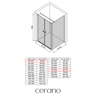 CERANO - Sprchovací kút Antelo L - Ľ/P - 6 mm - chróm, transparentné sklo - 76x70 cm - otočný