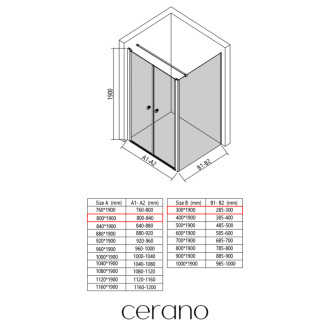 CERANO - Sprchovací kút Antelo L - Ľ/P - 6 mm - chróm, transparentné sklo - 80x30 cm - otočný