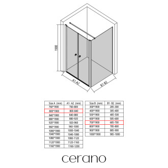CERANO - Sprchovací kút Antelo L - Ľ/P - 6 mm - chróm, transparentné sklo - 80x70 cm - otočný