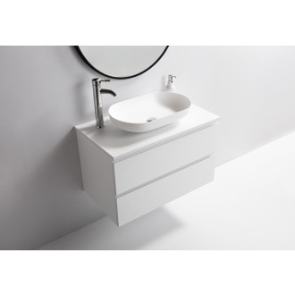 CERANO - Kúpeľňová doska z liateho mramoru Elanys - 12 mm - biela matná - 80 cm