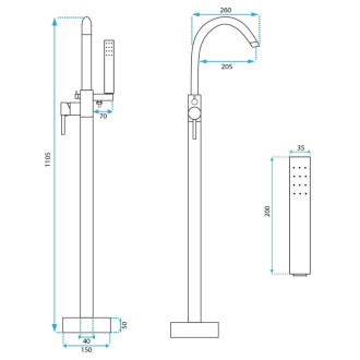 Volně stojící baterie Rea Lungo brush gold