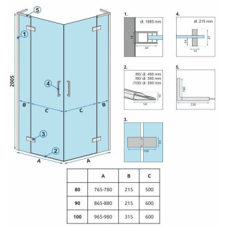 Rea Sprchová kabína REA Hugo 90x100 Gold Brush KPL-K0841