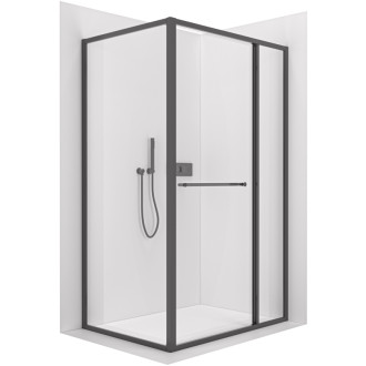 CERANO - Sprchový kout Versaro L/P - 6 mm - černá matná, transparentní sklo - 140x100 cm - křídlový