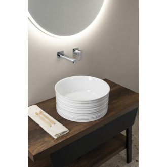 ALETTE keramické umyvadlo na desku, vysoké, Ø 41cm, bílá