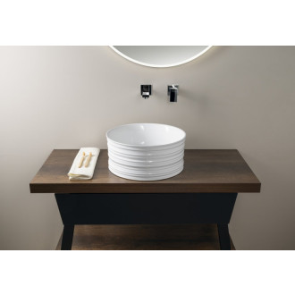 ALETTE keramické umyvadlo na desku, vysoké, Ø 41cm, bílá