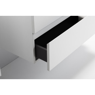 CERANO - Kúpeľňová skrinka Carole - biela matná + umývadlo z lit. mramoru Vita - otvor - čierna matná - 100x58x46 cm