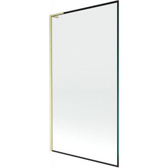 Vaňová zástena Mexen Next L s jedným krídlom 100 x 150 cm, čierny rám, kartáčované zlato - 895-100-000-03-70-55