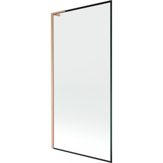 Vaňová zástena Mexen Next L s jedným krídlom 90 x 150 cm, čierny rám, kartáčovaná meď - 895-090-000-03-70-65