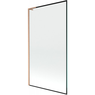 Vaňová zástena Mexen Next L s jedným krídlom 100 x 150 cm, čierny rám, kartáčovaná meď - 895-100-000-03-70-65