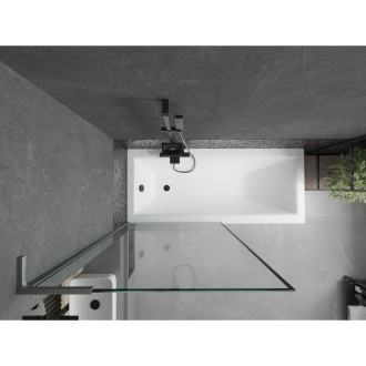 Vaňová zástena Mexen Next L s jedným krídlom 90 x 150 cm, čierny rám, kartáčovaná pištoľovo sivá - 895-090-000-03-70-66