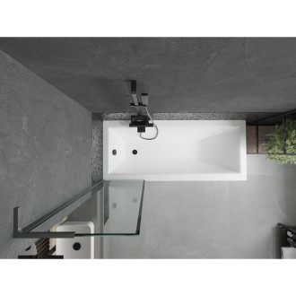 Vaňová zástena Mexen Next L s jedným krídlom 50 x 150 cm, čierny rám, strieborná - 895-050-000-03-70-95