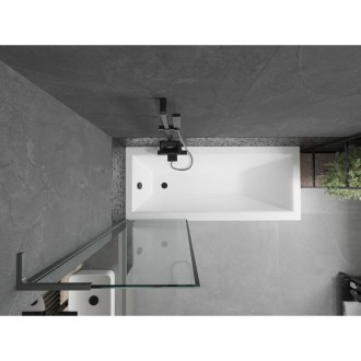 Vaňová zástena Mexen Next L s jedným krídlom 60 x 150 cm, čierny rám, strieborná - 895-060-000-03-70-95