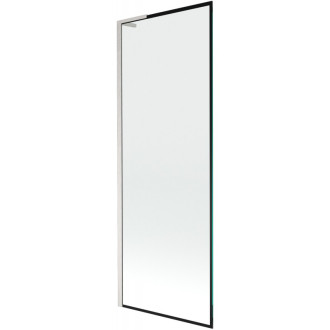 Vaňová zástena Mexen Next L s jedným krídlom 70 x 150 cm, čierny rám, kartáčovaný nikel - 895-070-000-03-70-97
