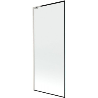 Vaňová zástena Mexen Next L s jedným krídlom 80 x 150 cm, čierny rám, kartáčovaný nikel - 895-080-000-03-70-97