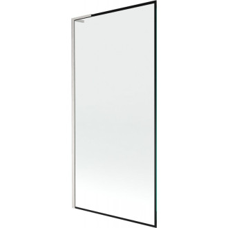 Vaňová zástena Mexen Next L s jedným krídlom 90 x 150 cm, čierny rám, kartáčovaný nikel - 895-090-000-03-70-97