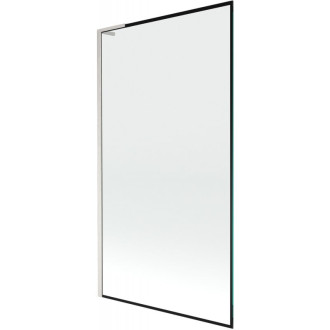 Vaňová zástena Mexen Next L s jedným krídlom 100 x 150 cm, čierny rám, kartáčovaný nikel - 895-100-000-03-70-97