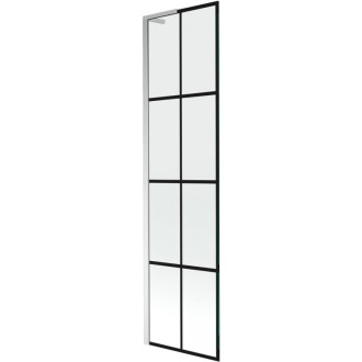 Vaňová zástena Mexen Next L s jedným krídlom 50 x 150 cm, čierna mriežka, chróm - 895-050-000-03-77-01