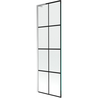 Vaňová zástena Mexen Next L s jedným krídlom 60 x 150 cm, čierna mriežka, chróm - 895-060-000-03-77-01