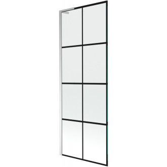 Vaňová zástena Mexen Next L s jedným krídlom 70 x 150 cm, čierna mriežka, chróm - 895-070-000-03-77-01