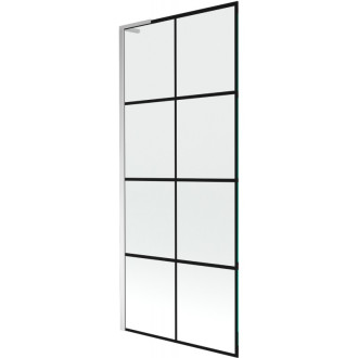 Vaňová zástena Mexen Next L s jedným krídlom 80 x 150 cm, čierna mriežka, chróm - 895-080-000-03-77-01