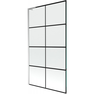 Vaňová zástena Mexen Next L s jedným krídlom 100 x 150 cm, čierna mriežka, chróm - 895-100-000-03-77-01