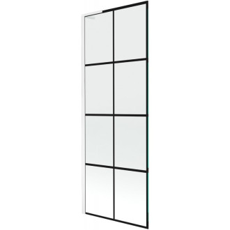 Vaňová zástena Mexen Next L s jedným krídlom 70 x 150 cm, čierna kockovaná, biela - 895-070-000-03-77-20