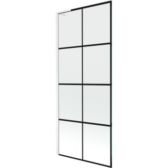 Vaňová zástena Mexen Next L s jedným krídlom 80 x 150 cm, čierna kockovaná, biela - 895-080-000-03-77-20