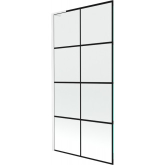Vaňová zástena Mexen Next L s jedným krídlom 90 x 150 cm, čierna kockovaná, biela - 895-090-000-03-77-20