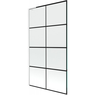Vaňová zástena Mexen Next L s jedným krídlom 100 x 150 cm, čierna kockovaná, biela - 895-100-000-03-77-20