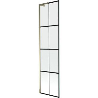 Vaňová zástena Mexen Next L s jedným krídlom 50 x 150 cm, čierna kockovaná, zlatá - 895-050-000-03-77-50