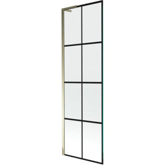 Vaňová zástena Mexen Next L s jedným krídlom 60 x 150 cm, čierna kockovaná, zlatá - 895-060-000-03-77-50