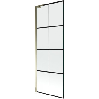 Vaňová zástena Mexen Next L s jedným krídlom 70 x 150 cm, čierna kockovaná, zlatá - 895-070-000-03-77-50