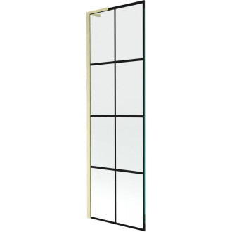 Vaňová zástena Mexen Next L s jedným krídlom 60 x 150 cm, čierna kockovaná, kartáčované zlato - 895-060-000-03-77-55