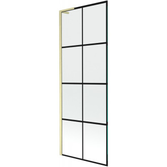 Vaňová zástena Mexen Next L s jedným krídlom 70 x 150 cm, čierna kockovaná, kartáčované zlato - 895-070-000-03-77-55