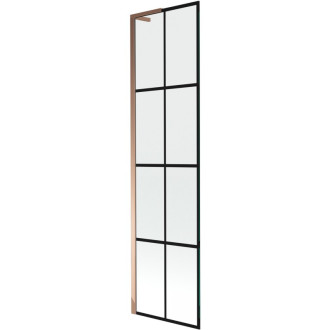 Vaňová zástena Mexen Next L s jedným krídlom 50 x 150 cm, čierny kockovaný vzor, ružové zlato - 895-050-000-03-77-60