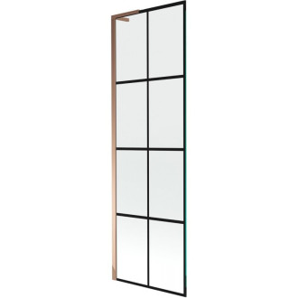 Vaňová zástena Mexen Next L s jedným krídlom 60 x 150 cm, čierny kockovaný vzor, ružové zlato - 895-060-000-03-77-60