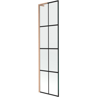 Vaňová zástena Mexen Next L s jedným krídlom 50 x 150 cm, čierna mriežka, kartáčovaná meď - 895-050-000-03-77-65
