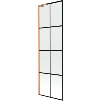 Vaňová zástena Mexen Next L s jedným krídlom 60 x 150 cm, čierna mriežka, kartáčovaná meď - 895-060-000-03-77-65