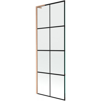 Vaňová zástena Mexen Next L s jedným krídlom 70 x 150 cm, čierna mriežka, kartáčovaná meď - 895-070-000-03-77-65