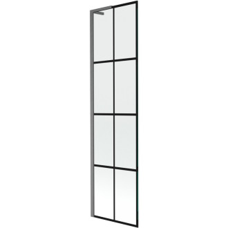 Vaňová zástena Mexen Next L s jedným krídlom 50 x 150 cm, čierna kockovaná, kartáčovaná pištoľovo sivá - 895-050-000-03-77-66