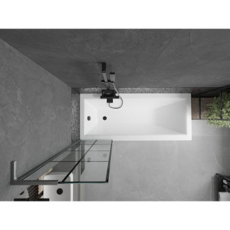 Vaňová zástena Mexen Next L s jedným krídlom 50 x 150 cm, čierna kockovaná, kartáčovaná pištoľovo sivá - 895-050-000-03-77-66