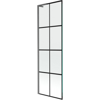 Vaňová zástena Mexen Next L s jedným krídlom 60 x 150 cm, čierna kockovaná, kartáčovaná pištoľovo sivá - 895-060-000-03-77-66