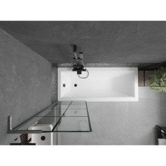 Vaňová zástena Mexen Next L s jedným krídlom 60 x 150 cm, čierna kockovaná, kartáčovaná pištoľovo sivá - 895-060-000-03-77-66