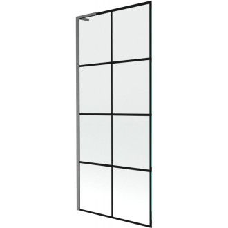 Vaňová zástena Mexen Next L s jedným krídlom 80 x 150 cm, čierna kockovaná, kartáčovaná pištoľovo sivá - 895-080-000-03-77-66
