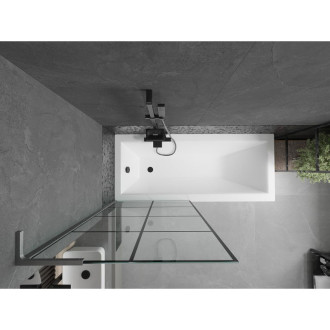 Vaňová zástena Mexen Next L s jedným krídlom 80 x 150 cm, čierna kockovaná, kartáčovaná pištoľovo sivá - 895-080-000-03-77-66