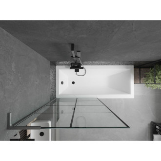 Vaňová zástena Mexen Next L s jedným krídlom 90 x 150 cm, čierna kockovaná, kartáčovaná pištoľovo sivá - 895-090-000-03-77-66