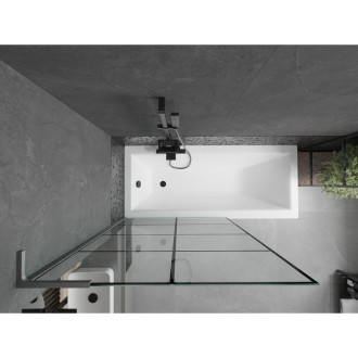 Vaňová zástena Mexen Next L s jedným krídlom 100 x 150 cm, čierna kockovaná, kartáčovaná pištoľovo sivá - 895-100-000-03-77-66